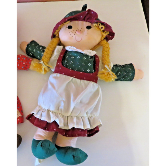 Christmas Rag Dolls Hallmark Cards Inc. Vintage 1981 1985 Red Green Dresses 16" - Picture 4 of 16
